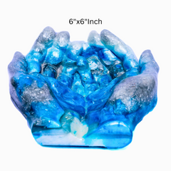 Blue & Silver Epoxy Resin Hand Bowl Decorative Resin Art 6
