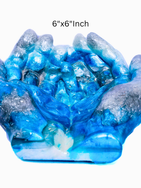 Blue & Silver Epoxy Resin Hand Bowl Decorative Resin Art 6