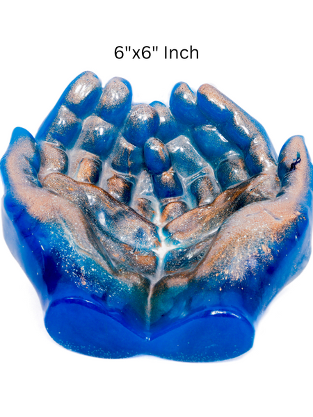 Blue & Gold Epoxy Resin Hand Bowl Decorative Resin Art 6