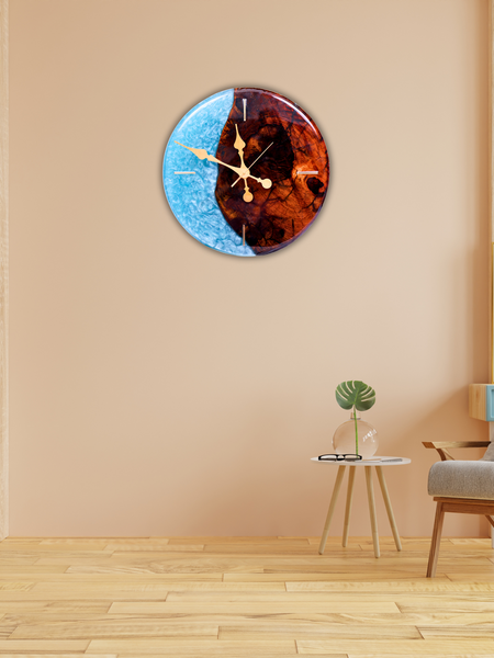 Handcrafted Epoxy Resin & Wood Wall Clock – 16