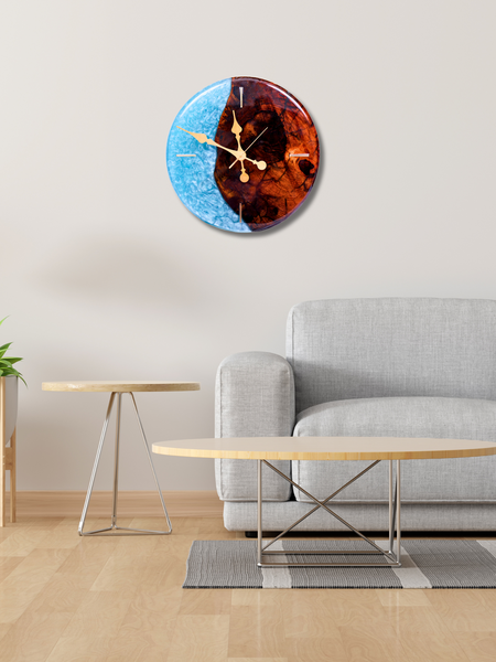 Handcrafted Epoxy Resin & Wood Wall Clock – 16