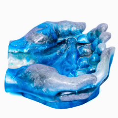 Blue & Silver Epoxy Resin Hand Bowl Decorative Resin Art 6