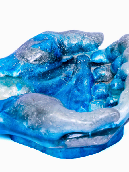 Blue & Silver Epoxy Resin Hand Bowl Decorative Resin Art 6
