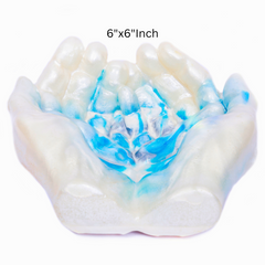 White & Blue Epoxy Resin Hand Bowl Decorative Resin Art 6
