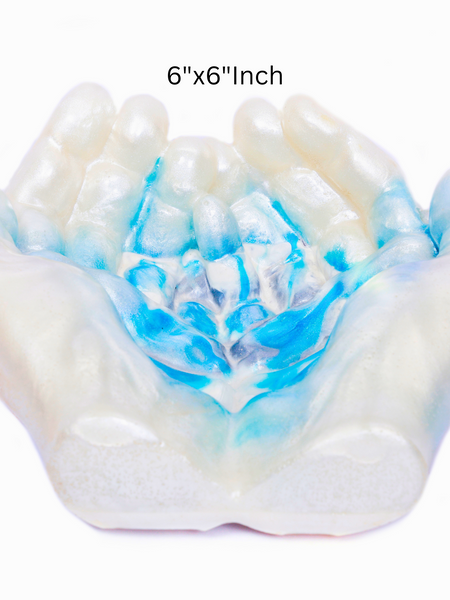 White & Blue Epoxy Resin Hand Bowl Decorative Resin Art 6