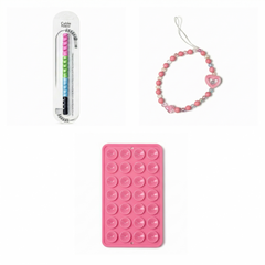 3-in-1 Mobile Accessories Combo – Cable Protector, Beaded Phone Charm Strap, Multi-Suction Phone Holder & Adjustable Phone Stand