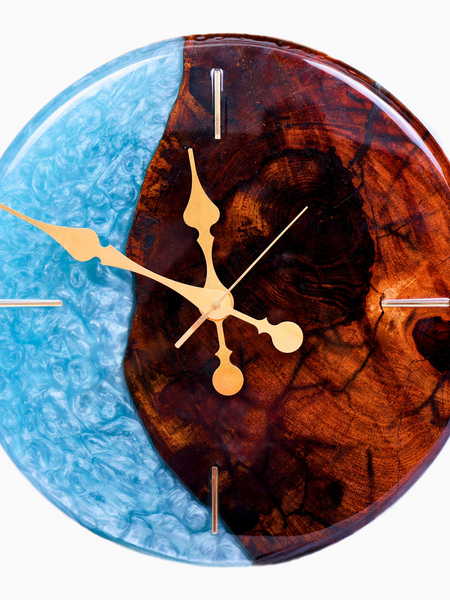 Handcrafted Epoxy Resin & Wood Wall Clock – 16