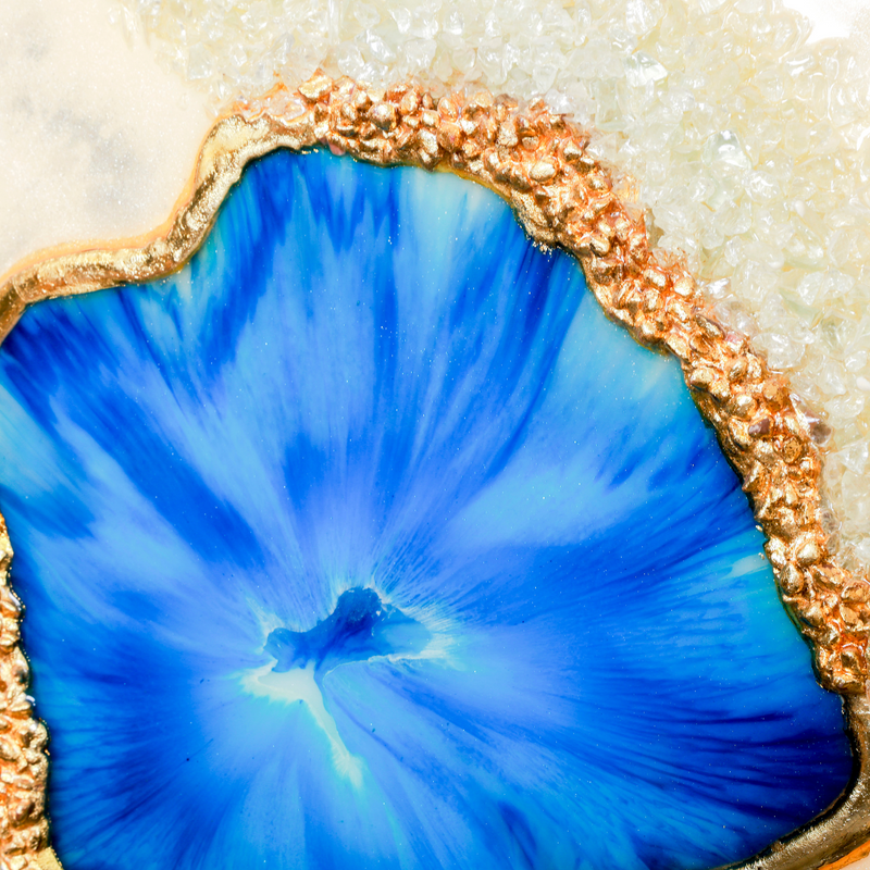 Blue Geode-Inspired Epoxy Resin Wall Art  24