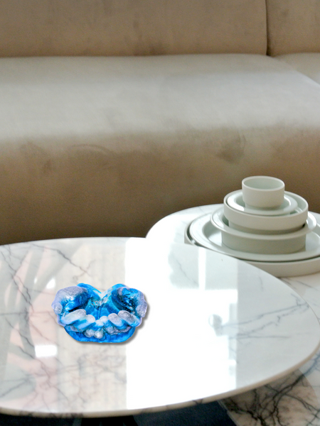 Blue & Silver Epoxy Resin Hand Bowl Decorative Resin Art 6