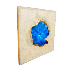 Blue Geode-Inspired Epoxy Resin Wall Art  24