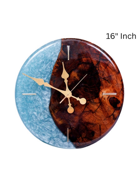 Handcrafted Epoxy Resin & Wood Wall Clock – 16