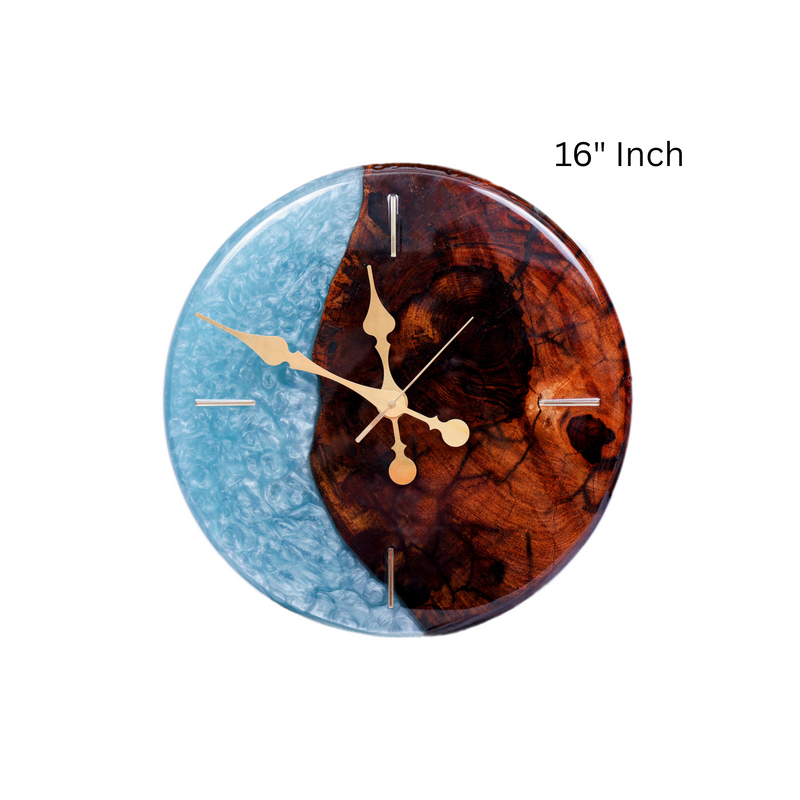 Handcrafted Epoxy Resin & Wood Wall Clock – 16