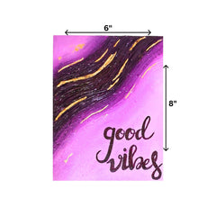 “Good Vibes” – Hand-Painted Abstract Canvas Art (6x8 Inches, Purple & Gold)